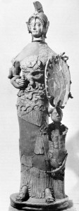 Minerva Tritonia di Lavinium, statua in terracotta del V sec. a.C. ora esposta al Museo di Pratica di Mare.