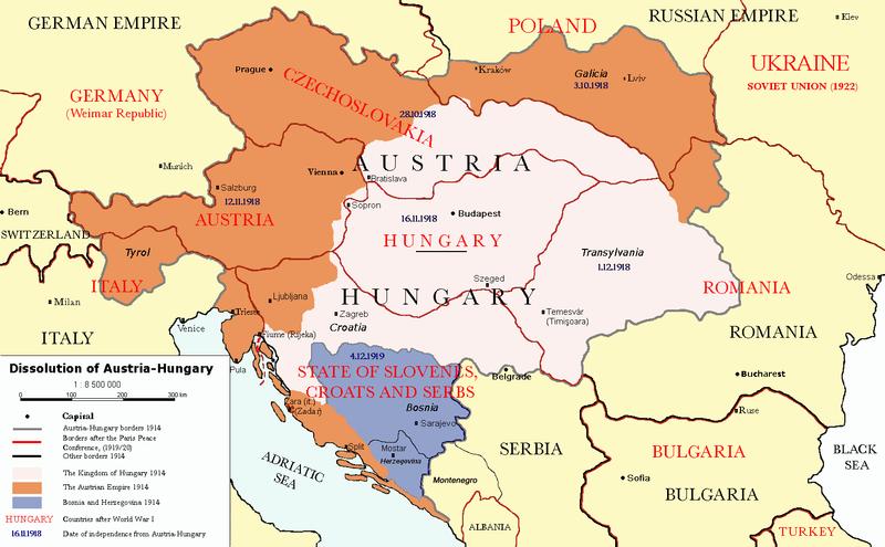 Leopoli/Lviv capoluogo della Galizia Austriaca fino al 1918, in alto a destra