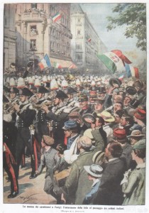 La musica dei Carabinieri a Parigi l'entusiasmo della folla al passaggio dei soldati italiani.