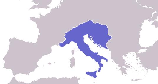 Estensione del regno Goto in Italia (476-553)