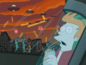 Il risveglio di Fry all'alba del 3000 ("Futurama", primo episodio, 1999)